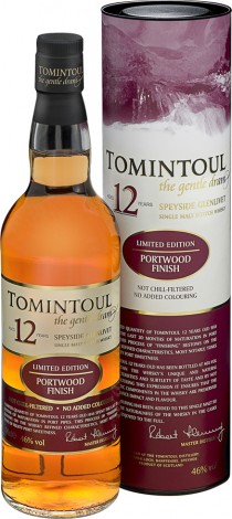 Tomintoul 12 years of aging with a finish in port wine barrels.