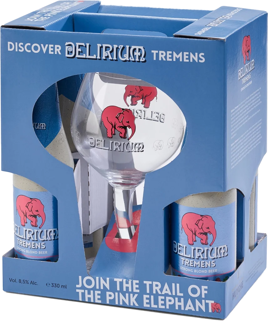בירה דליריום Tremens חזקה בלונד 8.5% מארז 4 בק' 0.33 עם כוס