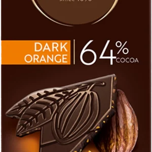 פרמיום שוקולד מריר 64% עם קליפות תפוז מסוכרות