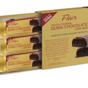 Dubai chocolate cake truffle knafeh snack, pack of 3 units of 55 grams each.